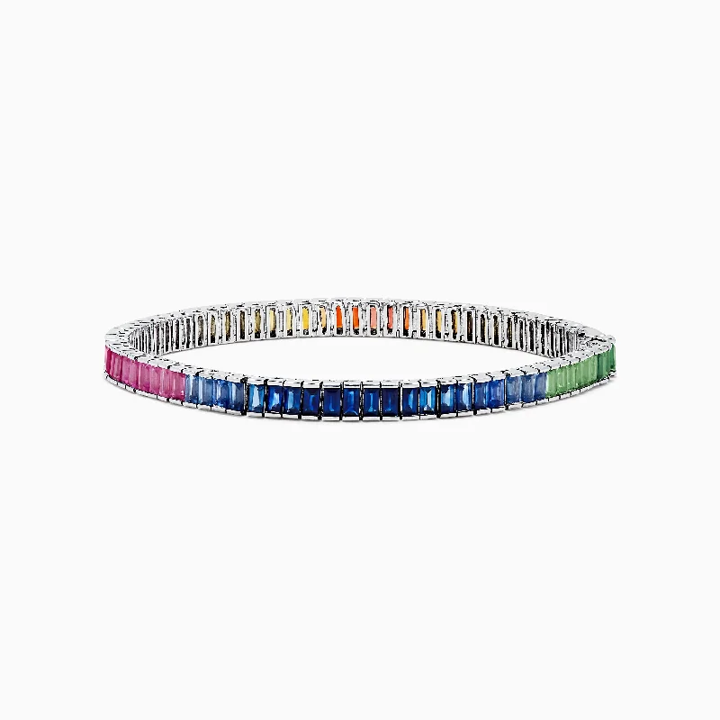 Luxury diamond bracelets for upscale fashion-Watercolors 14K White Gold Multi Sapphire Bracelet