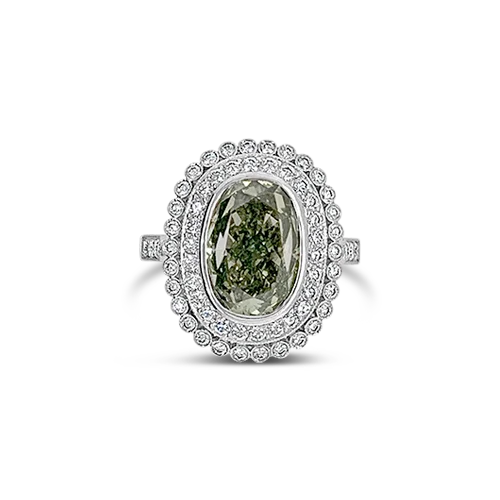 Elegant vintage rings for timeless style-Fancy Green Diamond Ring