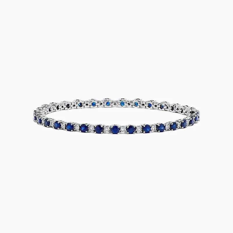 Luxury crystal bracelets for dazzling sparkle-Royale Bleu 14K Gold Sapphire and Diamond Tennis Bracelet, 4.24 TCW