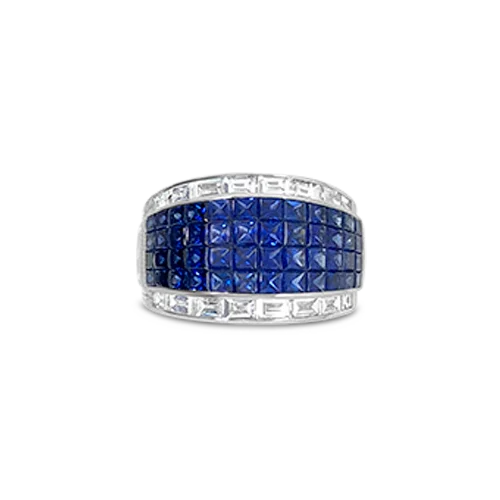 Art deco rings for vintage glamour-Sapphire & Diamond Band Ring