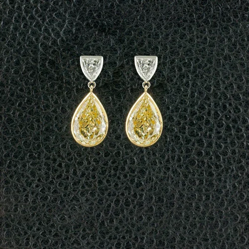 Boho-style earrings for free-spirited vibes-Yellow & White Diamond Drop Earrings