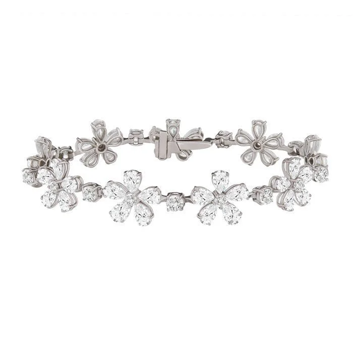 Geometric beaded bracelets for unique looks-18KT White Gold 14.25 CTW Diamond Flower Bracelet