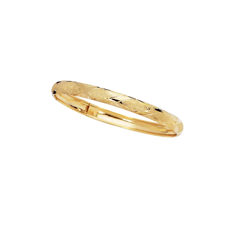 Engraved stainless steel bracelets for durable wear-10K Gold 6mm Polished & Diamond Cut Bangle