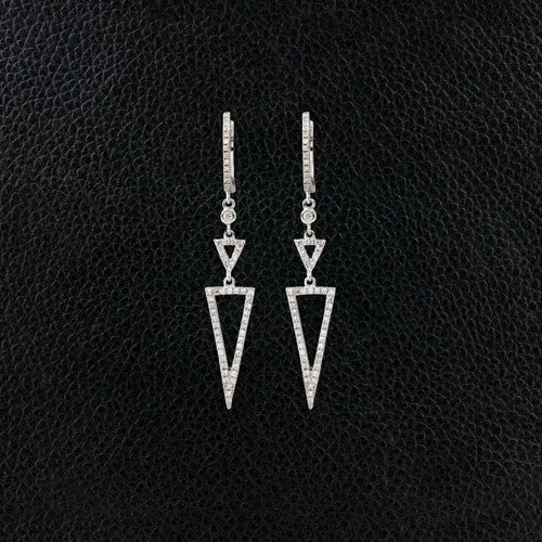 Custom charm drop earrings for a unique flair-Elongated Triangle Diamond Dangle Earrings