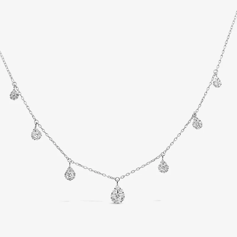 Gold-plated necklaces for a luxurious look-7 Drops By The Yard Illusion 0.95CT Diamond Necklace