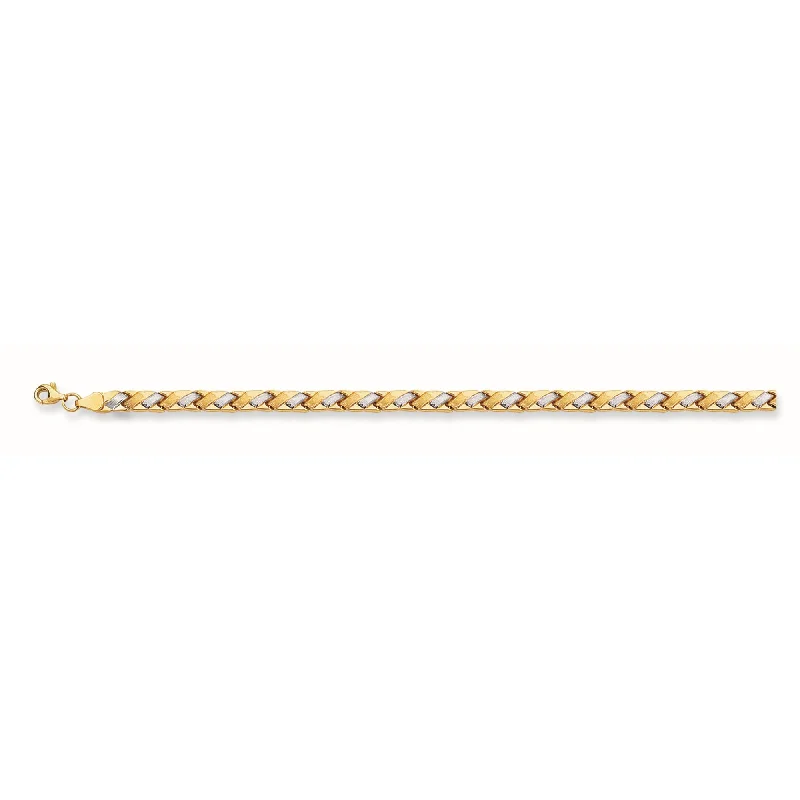 Women’s gold bracelets for refined elegance-14K Two-tone Gold Satin X Stampato Bracelet