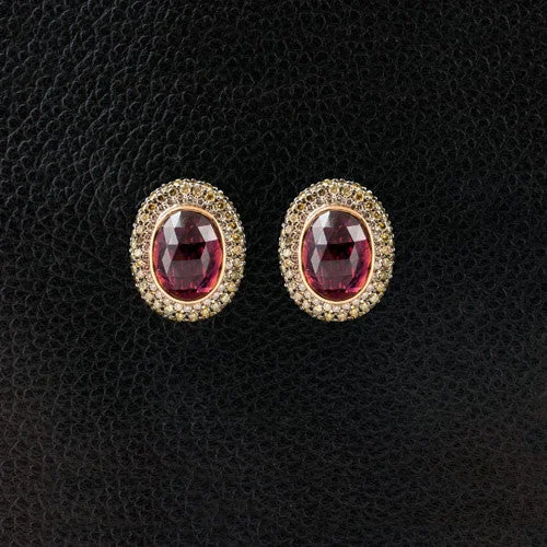 Custom design earrings for personalized style-Tourmaline & Diamond Earrings