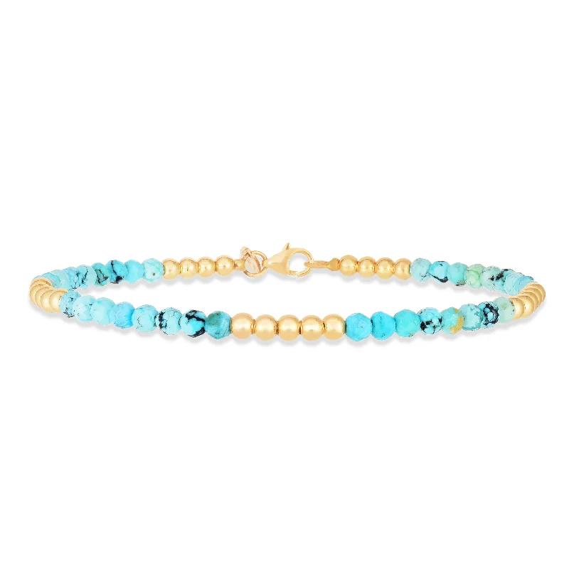 Bangle bracelets for elegant wrist wear-14K Turquoise Pallina Bead Bracelet