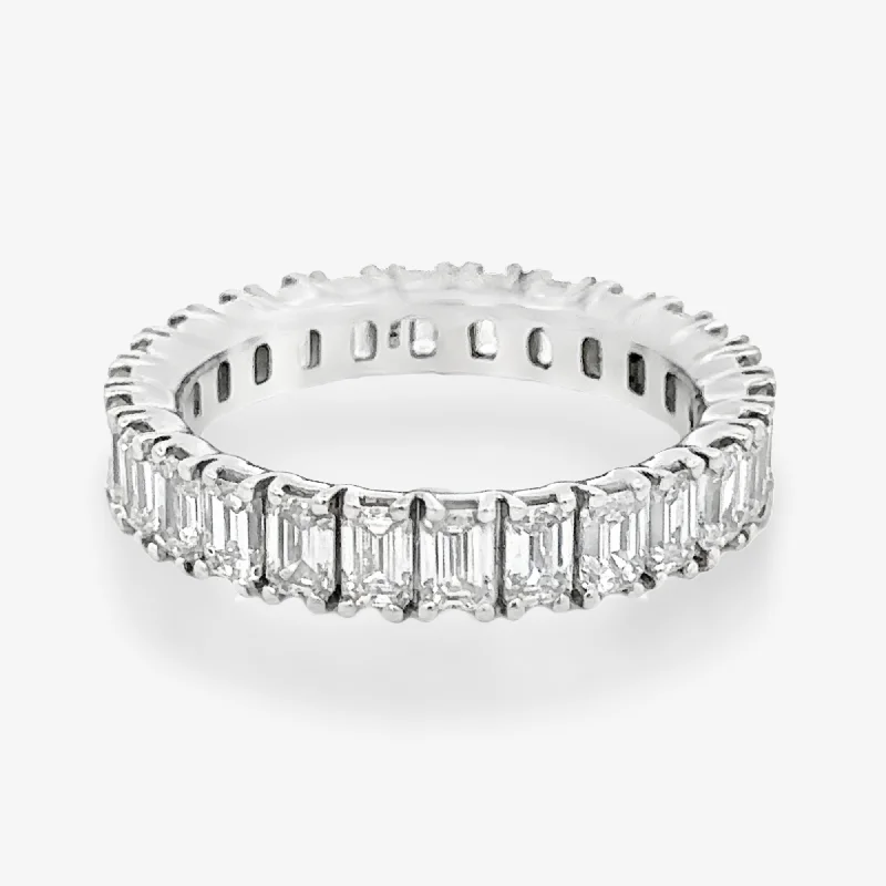 Color-changing gemstone rings for unique effects-Emerald Cut 2.95CT Diamond Eternity Ring