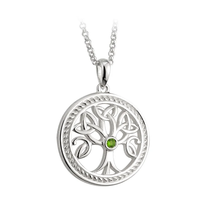 Sparkling cubic zirconia necklaces for luxury-Sterling Silver Tree Of Life Pendant