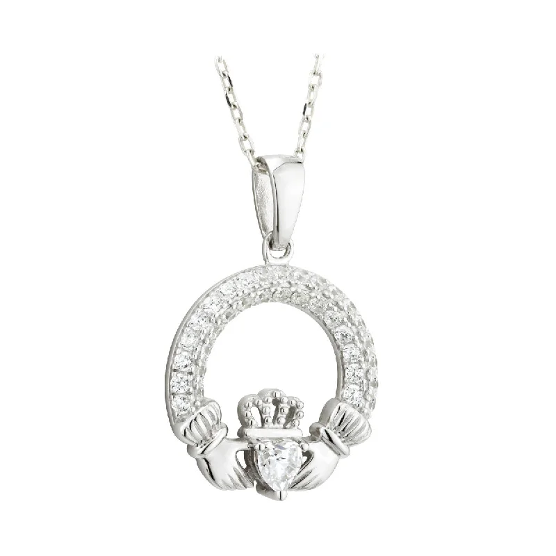 Gold chain necklaces for timeless style-April Birthstone Claddagh Necklace