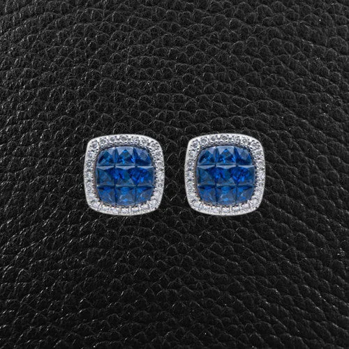 Art deco earrings for vintage-inspired glamour-Sapphire & Diamond Earrings