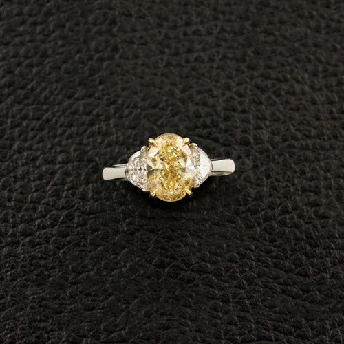 Custom birthstone stack rings for family connections-Oval Yellow Diamond Engagement Ring