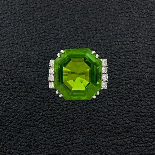 Custom men’s rings for distinctive style-Peridot & Diamond Ring