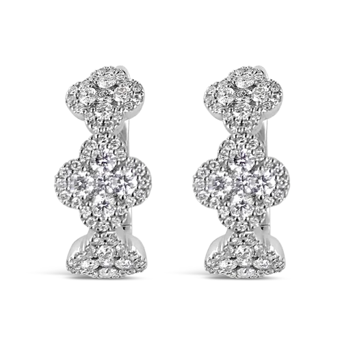 Art deco earrings for vintage-inspired glamour-Triple Clover Diamond Earrings