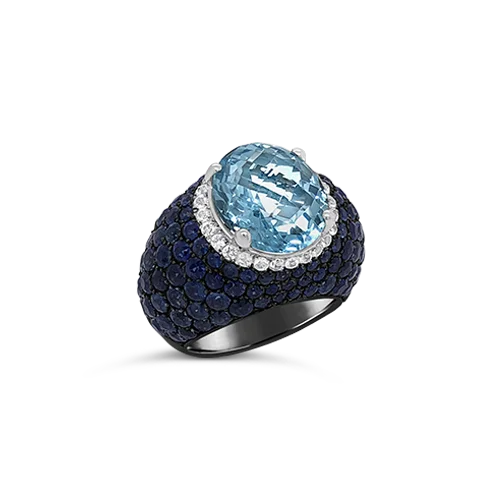 Men's gold rings for sophisticated fashion-Blue Topaz & Sapphire Ring