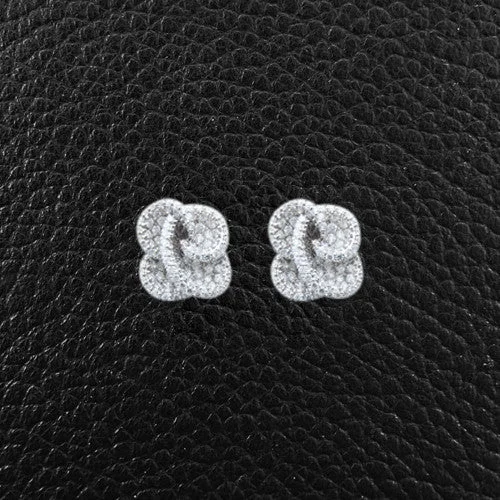 Silver stud earrings for everyday wear-Diamond Flower Earrings