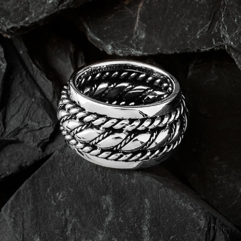 Sterling silver rings for timeless fashion-Chieftain's Ring, Silver