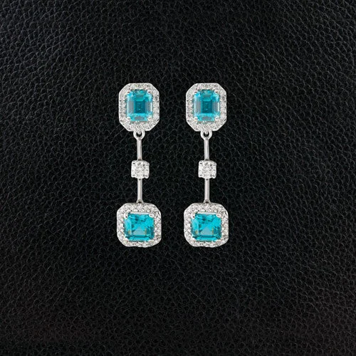 Minimalist gold earrings for a sleek look-Blue Zircon & Diamond Dangle Earrings