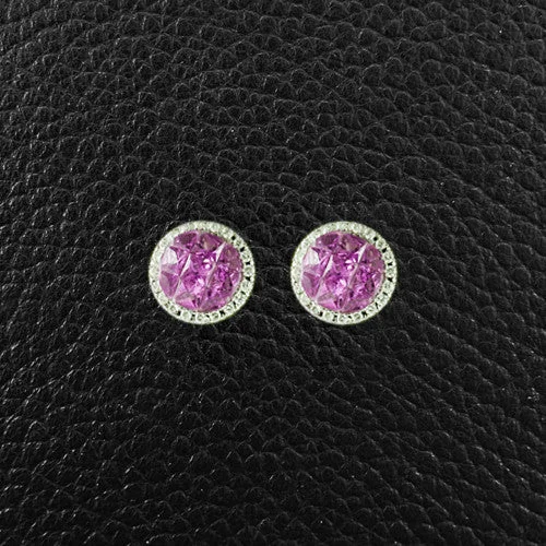 Bold statement earrings for unique fashion-Pink Sapphire & Diamond Earrings