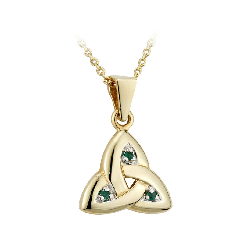 Infinity symbol necklaces for eternal love-14K Gold Emerald Trinity Knot Pendant