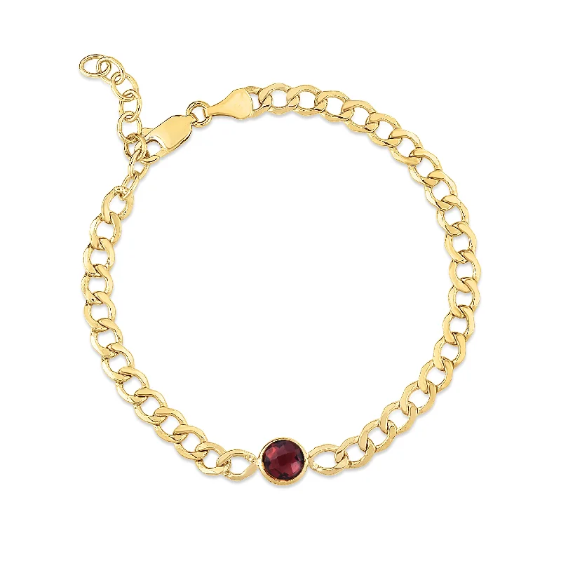 Hand-stamped bracelets for meaningful designs-14K Garnet Curb Chain Bracelet