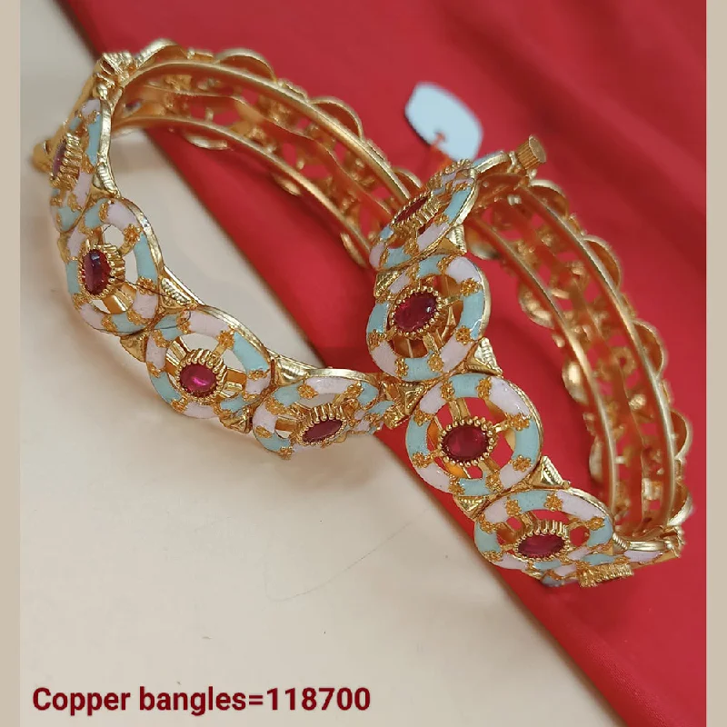 Custom birthstone bangles for family gifts-Padmawati Bangles Gold Plated Pota Stone Bangles Set