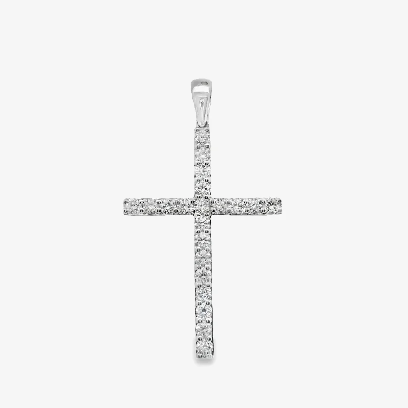 Monogrammed necklaces for personalized fashion-French Set 0.65CT Diamond Cross Pendant