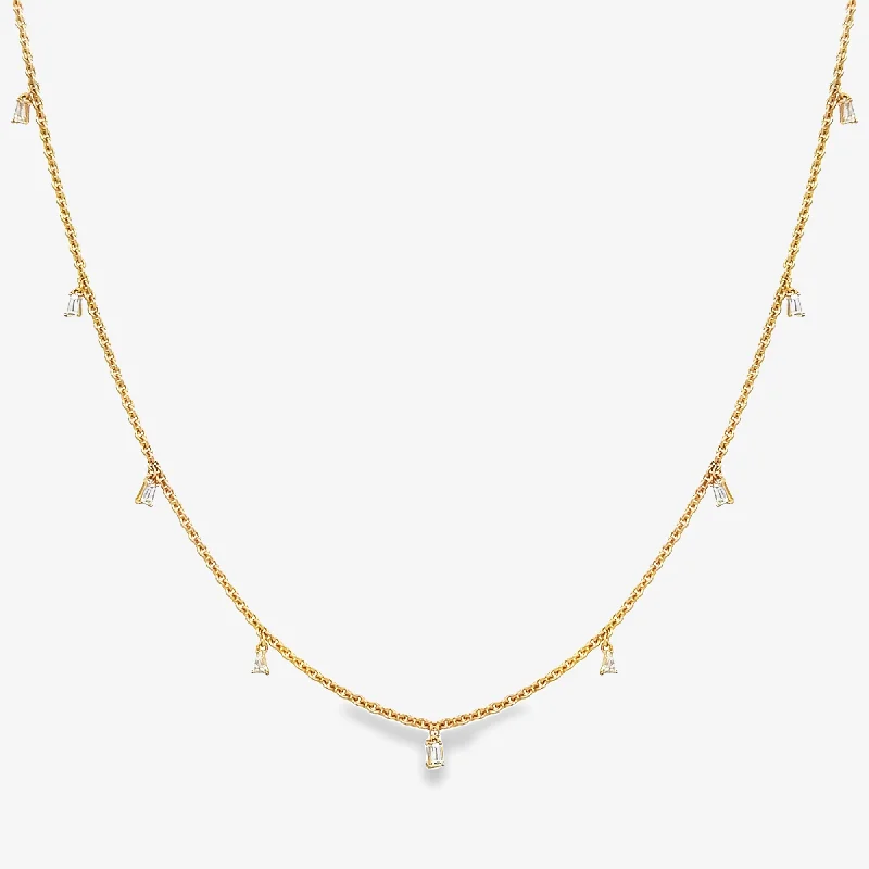 Monogrammed necklaces for personalized fashion-9 Drops By The Yard 0.40CT Baguette Diamond Necklace