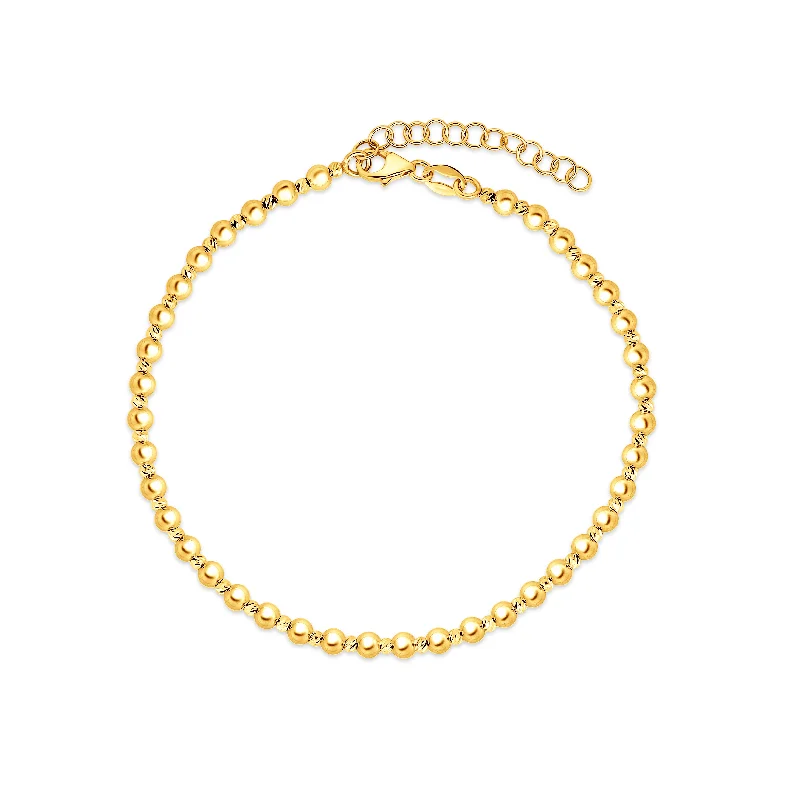 Crystal-studded bracelets for sparkling elegance-14K Gold 3mm Bead Bracelet