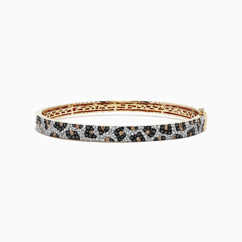 Friendship bracelets with initials for custom style-Signature 14K Yellow Gold Diamond Panther Spot Bangle