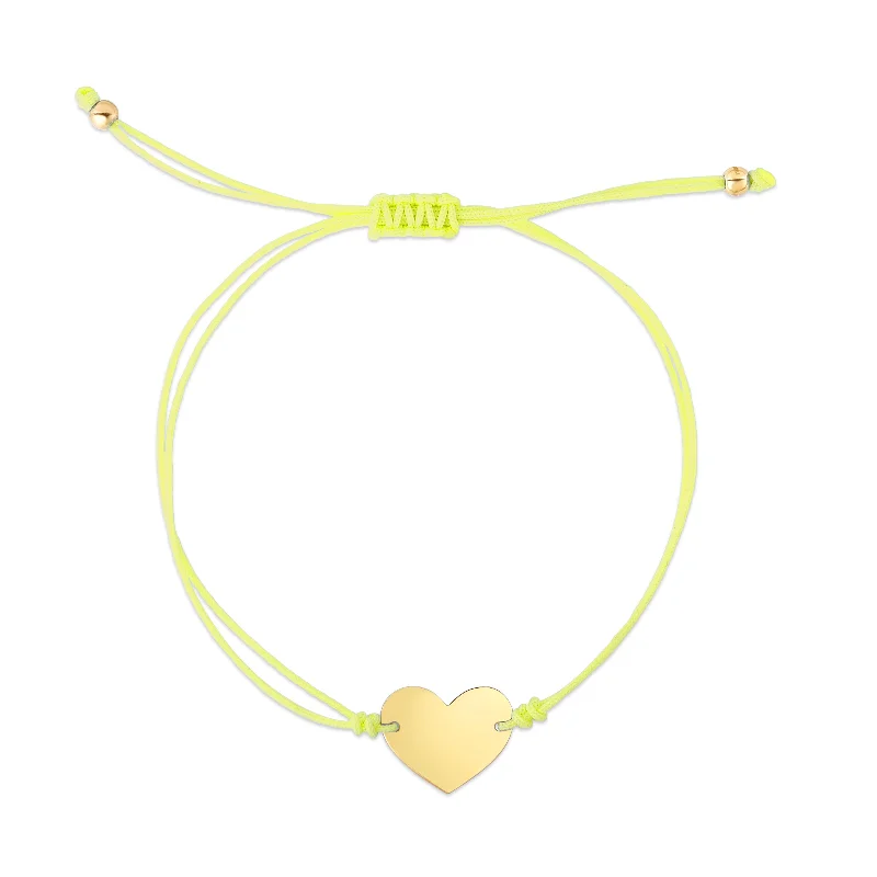 Personalized coordinates bracelets for special memories-14K Yellow Cord Heart Adjustable Bracelet