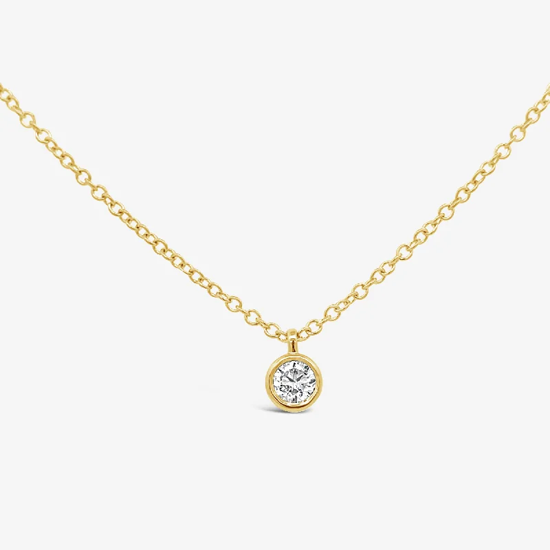 Minimalist gold necklaces for sleek style-Bezel Set Solitaire Diamond Necklace