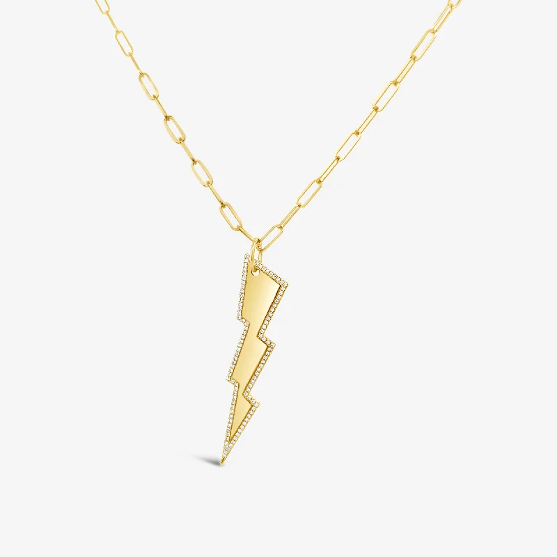 Layered necklaces for trendy fashion-Lightning Bolt Diamond Pendant