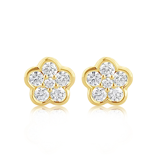 Elegant chandelier earrings for special occasions-Diamond Flower-shaped Earrings