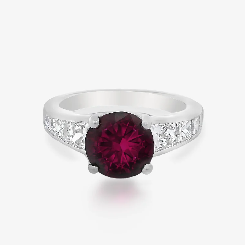 Adjustable rings for a perfect fit-2.13CT Round Ruby & Diamond Ring