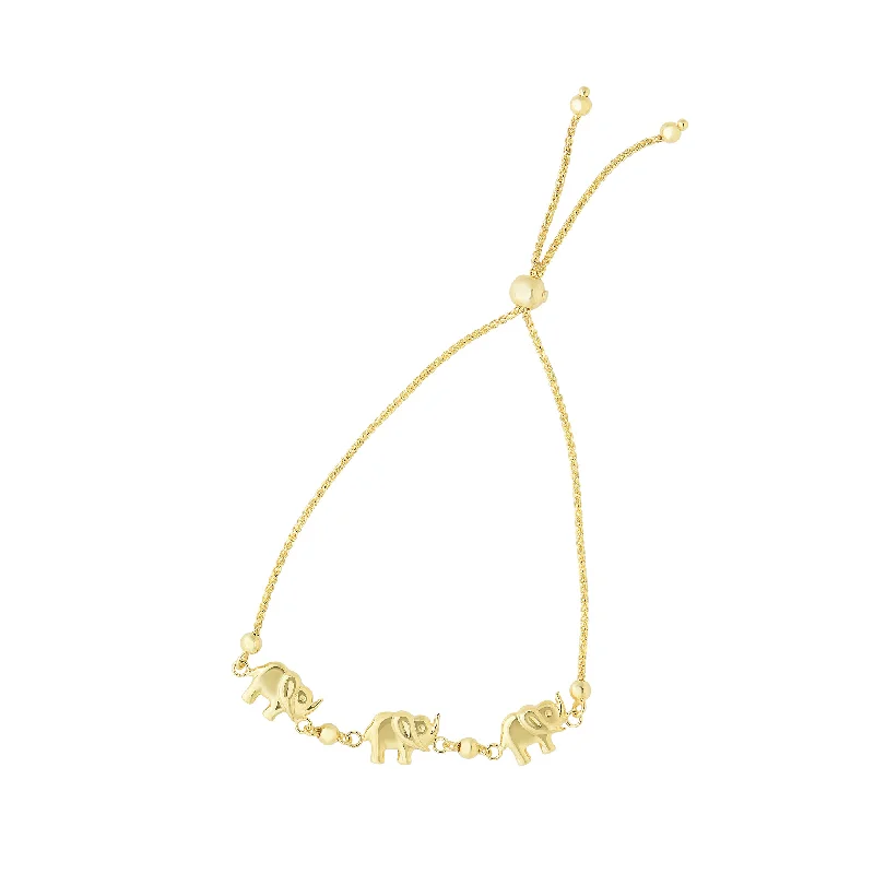 Bold statement bracelets for fashion-forward style-14K Gold Elephant Friendship Bracelet