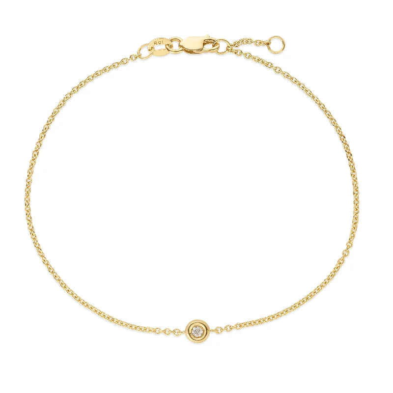 Classic silver link bracelets for everyday wear-14K Gold Solo Diamond Bracelets