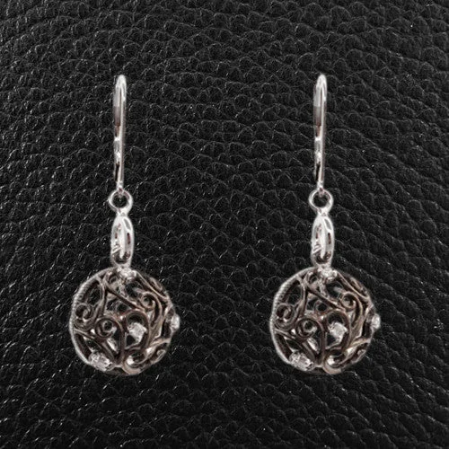 Black diamond earrings for edgy sophistication-Diamond Ball Dangle Earrings