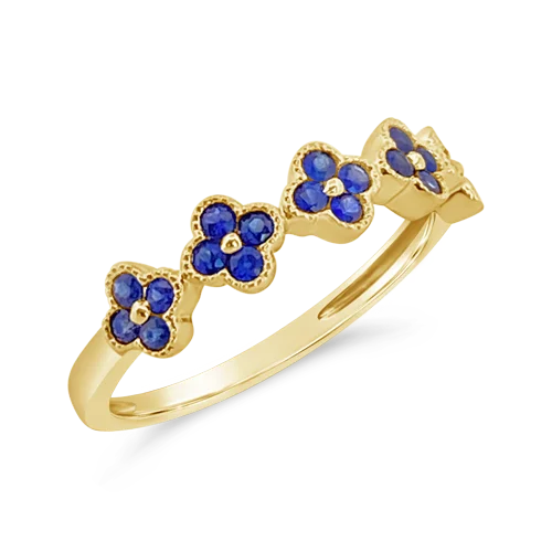 Classic gold rings for timeless sophistication-Sapphire Flower/Clover Ring