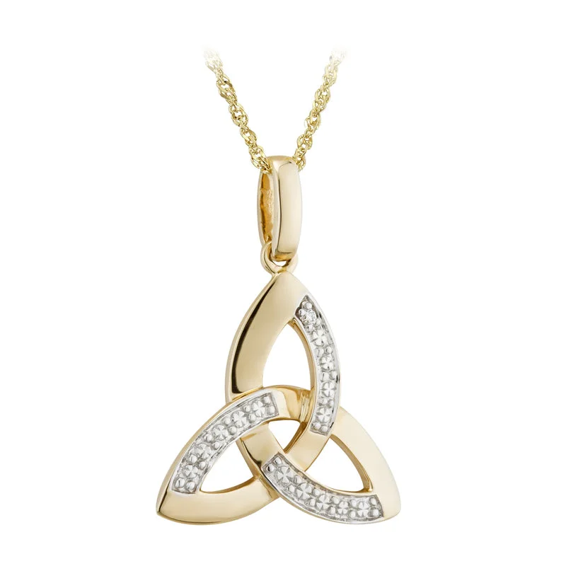 Monogrammed necklaces for personalized fashion-14K Gold Two Tone Diamond Trinity Knot Pendant