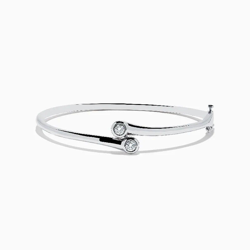 Fashionable braided bracelets for casual style-Pave Classica 14K White Gold Two-of-Us Diamond Bangle