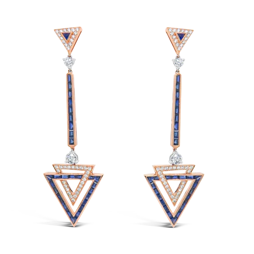 Elegant teardrop earrings for a refined look-Sapphire & Diamond Dangle Earrings in Rose Gold