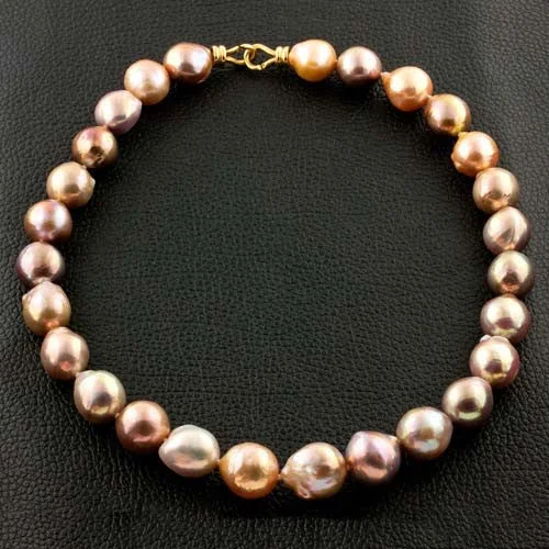 Multi-strand necklaces for layered elegance-Pinkish Peach Tone Cultured Baroque Pearl Necklace