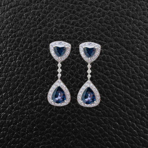 Handmade earrings for unique designs-Blue Spinel & Diamond Dangle Earrings