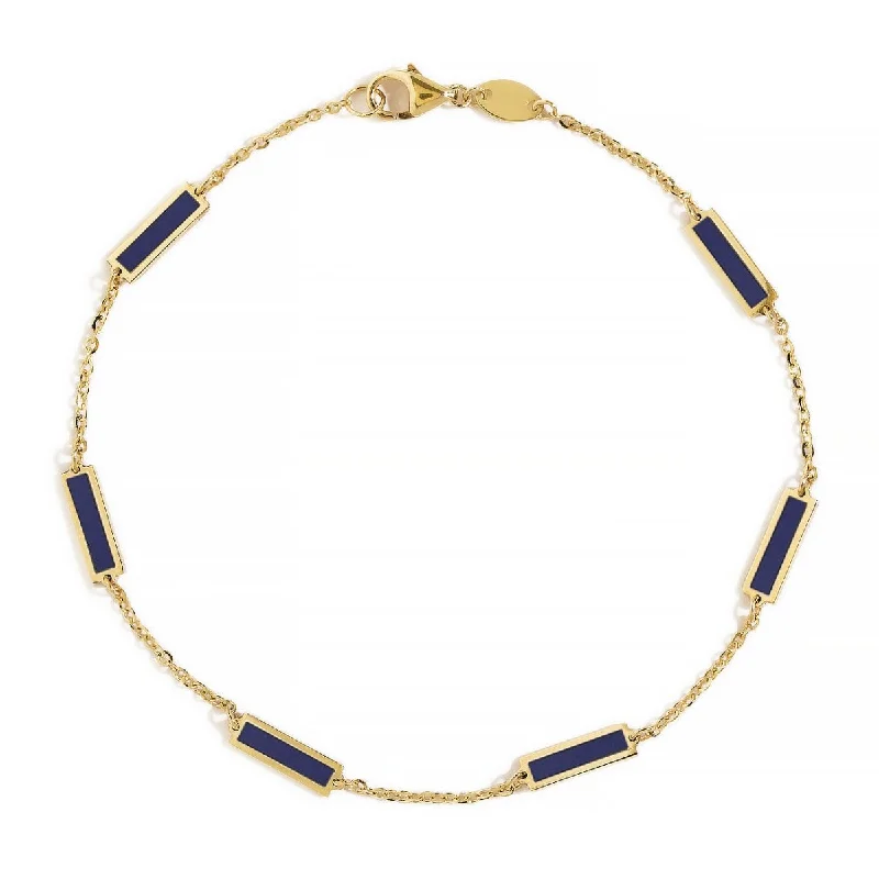 Luxury crystal bracelets for dazzling sparkle-Gemstone Bar Bracelet Lapis Lazuli