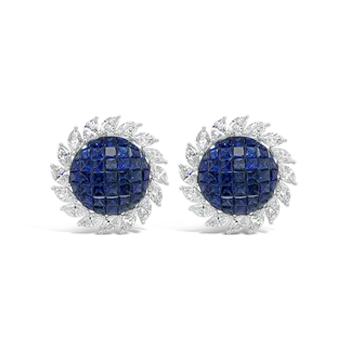 Delicate crystal earrings for subtle elegance-Sapphire & Diamond Earrings