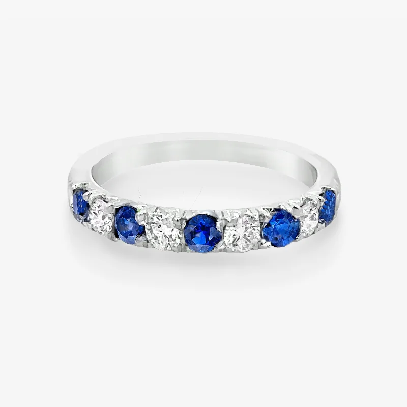 Custom men’s rings for distinctive style-0.55CT Sapphire & Diamond Halfway Rings