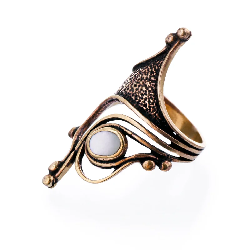 Colorful enamel rings for playful fashion-Eye Ring, Bronze