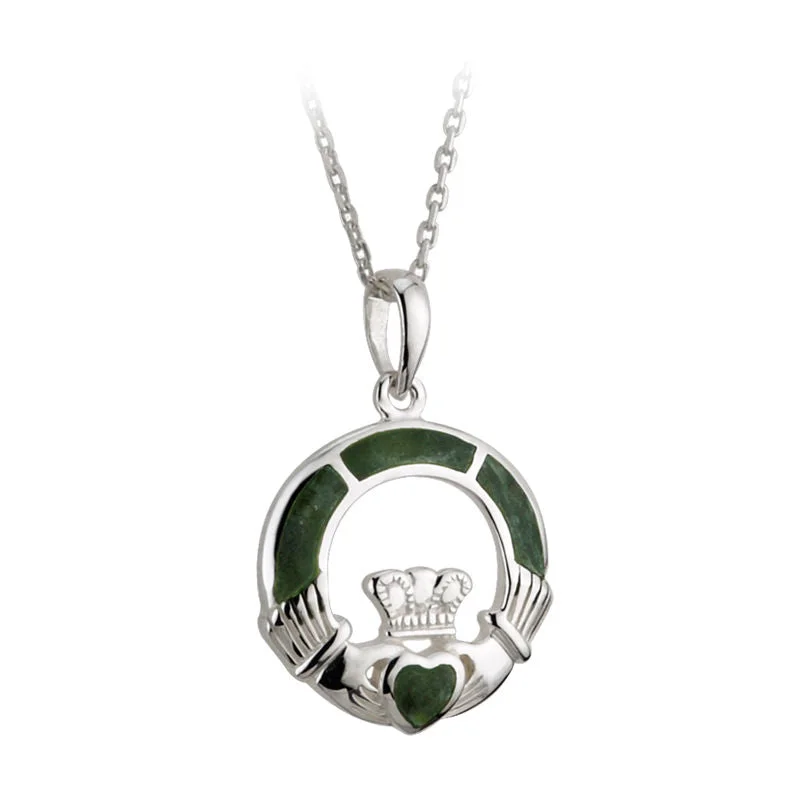 Multi-strand necklaces for layered elegance-Connemara Marble Claddagh Pendant